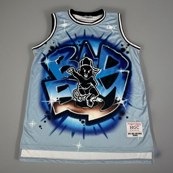 Bad Boy Records Men's Headgear Classics Embroidered Basketball Jersey Blue 2XL - Picture 1 of 12